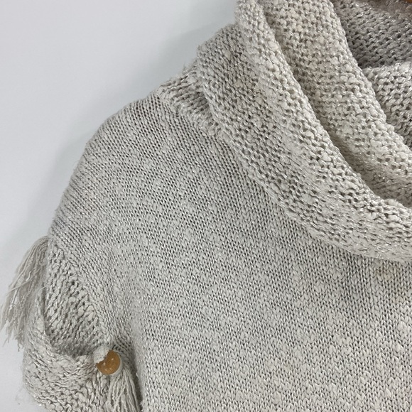 Fia Italia Handloomed cream boho oversized relax fit turtleneck tunic sweater - Picture 6 of 12